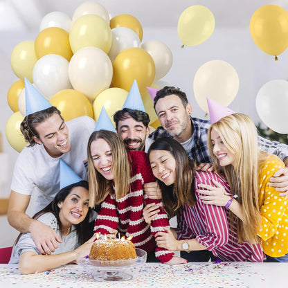 Mustard Yellow White Balloons, 50PCS 12Inches White Sand Pastel Yellow Latex Party Balloon for Baby Shower Theme Birthday Gender Reveal Bridal Wedding Decoration