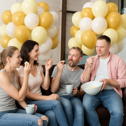 Mustard Yellow White Balloons, 50PCS 12Inches White Sand Pastel Yellow Latex Party Balloon for Baby Shower Theme Birthday Gender Reveal Bridal Wedding Decoration