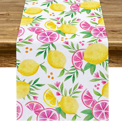 Pink Lemon Table Runner Summer Lemon Theme Girls Birthday Party Decoration Lemonade Kitchen Dining Room Home Decor (13" x 72")