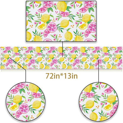 Pink Lemon Table Runner Summer Lemon Theme Girls Birthday Party Decoration Lemonade Kitchen Dining Room Home Decor (13" x 72")
