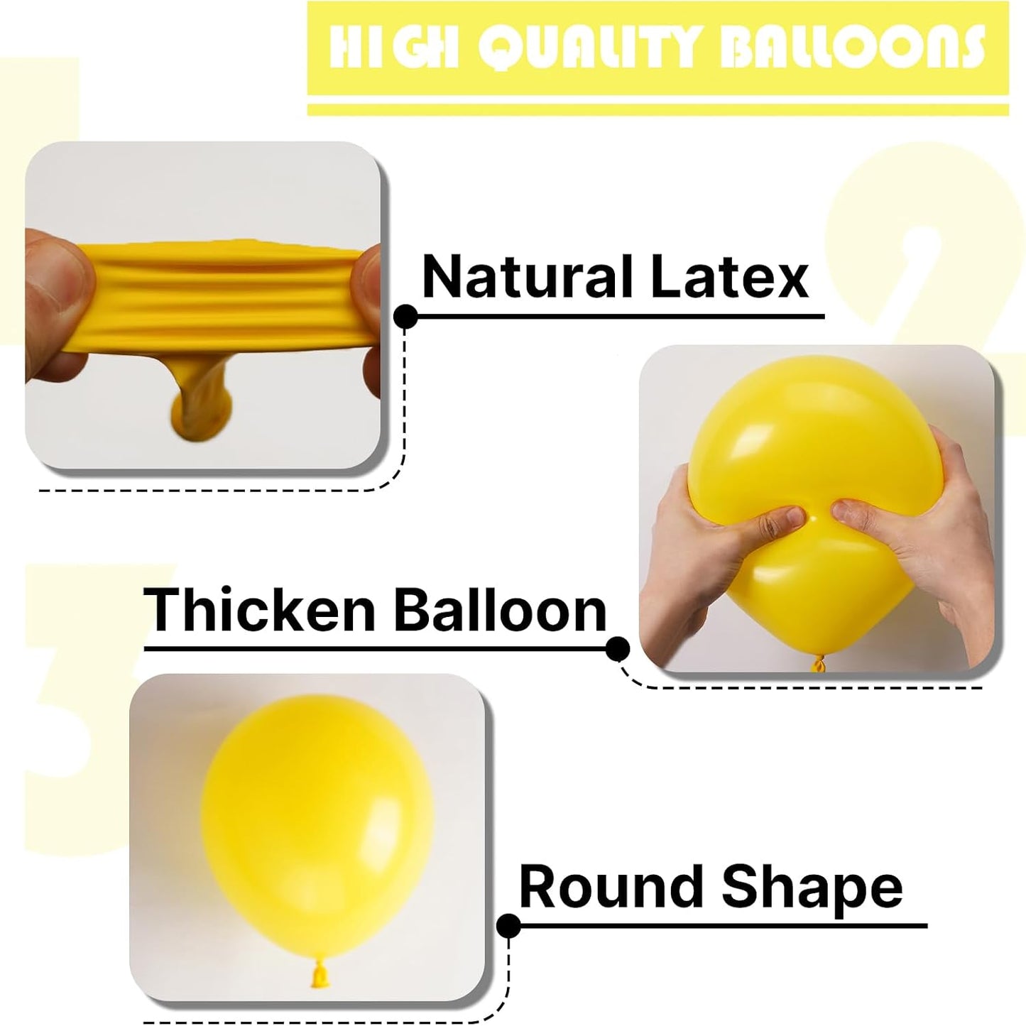 Yellow Balloons 100pcs Latex Helium Balloons 12 Inch | Birthday Baby Shower Graduation Sunflower Anniversary Engagement Bee Hawaiian Lemon Party Decorations Yellow-Y55