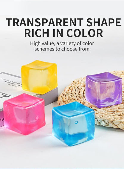 Stress Cube Sensory Squeeze Toy Super Solid Squish Squishy Cube Ice Square Stress Balls for Adults, Fidget Toy for Anxiety Relief, Squishy Balls for Classroom Prizes Party Favors-Yellow