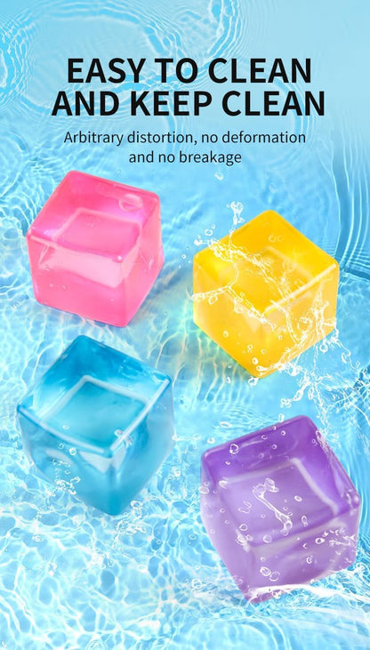 Stress Cube Sensory Squeeze Toy Super Solid Squish Squishy Cube Ice Square Stress Balls for Adults, Fidget Toy for Anxiety Relief, Squishy Balls for Classroom Prizes Party Favors-Yellow