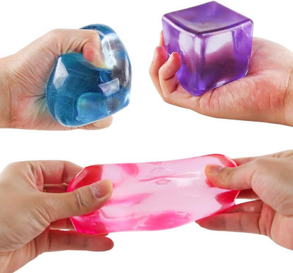 Stress Cube Sensory Squeeze Toy Super Solid Squish Squishy Cube Ice Square Stress Balls for Adults, Fidget Toy for Anxiety Relief, Squishy Balls for Classroom Prizes Party Favors-Yellow