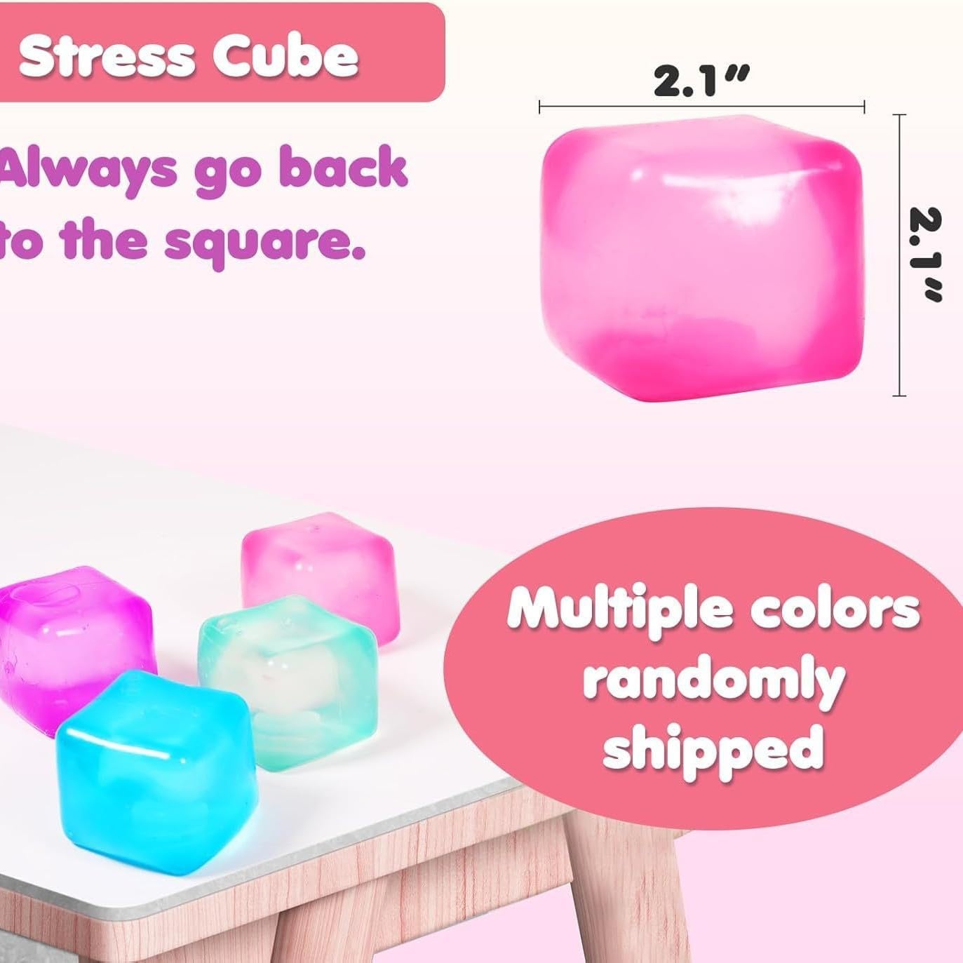 Stress Cube Sensory Squeeze Toy Super Solid Squish Squishy Cube Ice Square Stress Balls for Adults, Fidget Toy for Anxiety Relief, Squishy Balls for Classroom Prizes Party Favors-Yellow