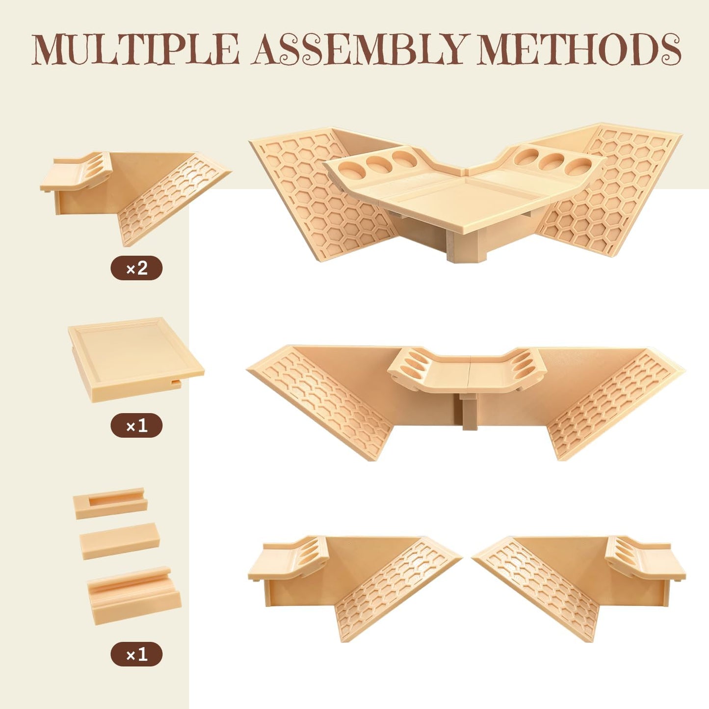 Hermit Crab Cave Hideout, 3-in-1 Underground Tunnel & Climbing Toys, Reptile Tank Accessories Habitat Decor for Hermit Crabs, Geckos, Frogs (Yellow)