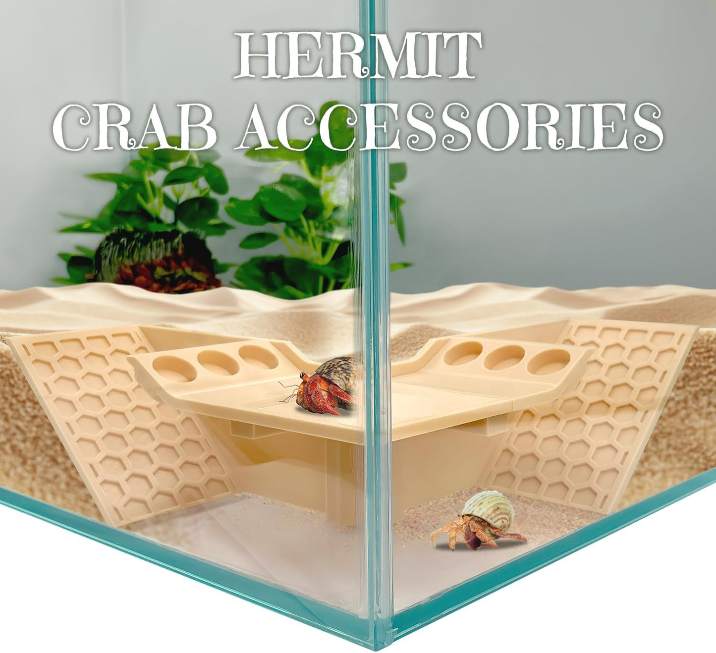 Hermit Crab Cave Hideout, 3-in-1 Underground Tunnel & Climbing Toys, Reptile Tank Accessories Habitat Decor for Hermit Crabs, Geckos, Frogs (Yellow)