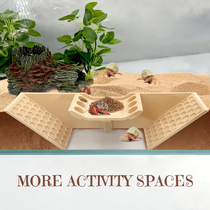 Hermit Crab Cave Hideout, 3-in-1 Underground Tunnel & Climbing Toys, Reptile Tank Accessories Habitat Decor for Hermit Crabs, Geckos, Frogs (Yellow)