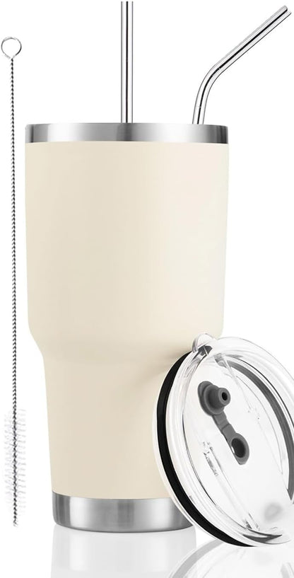 D·S 30oz Yellow Tumbler Double Wall Vacuum Insulated Travel Coffee Mug | Double Wall Vacuum Suit Cold and Hot Drink Fits in standard car cup holders With Splash-Proof Lid