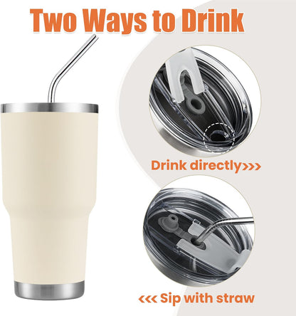 D·S 30oz Yellow Tumbler Double Wall Vacuum Insulated Travel Coffee Mug | Double Wall Vacuum Suit Cold and Hot Drink Fits in standard car cup holders With Splash-Proof Lid
