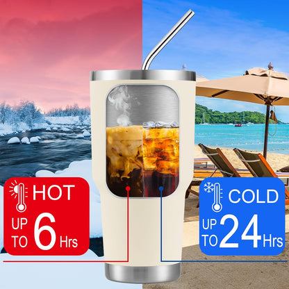 D·S 30oz Yellow Tumbler Double Wall Vacuum Insulated Travel Coffee Mug | Double Wall Vacuum Suit Cold and Hot Drink Fits in standard car cup holders With Splash-Proof Lid