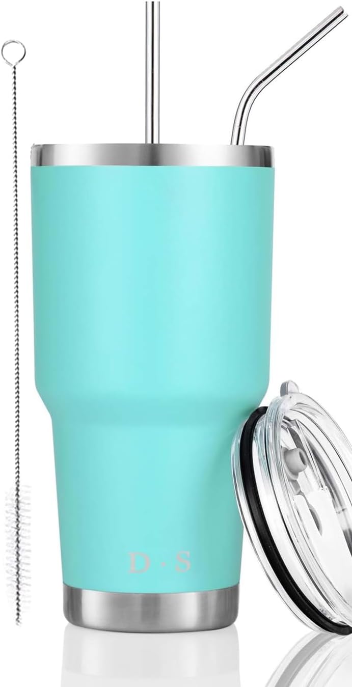 D·S 30oz Yellow Tumbler Double Wall Vacuum Insulated Travel Coffee Mug | Double Wall Vacuum Suit Cold and Hot Drink Fits in standard car cup holders With Splash-Proof Lid