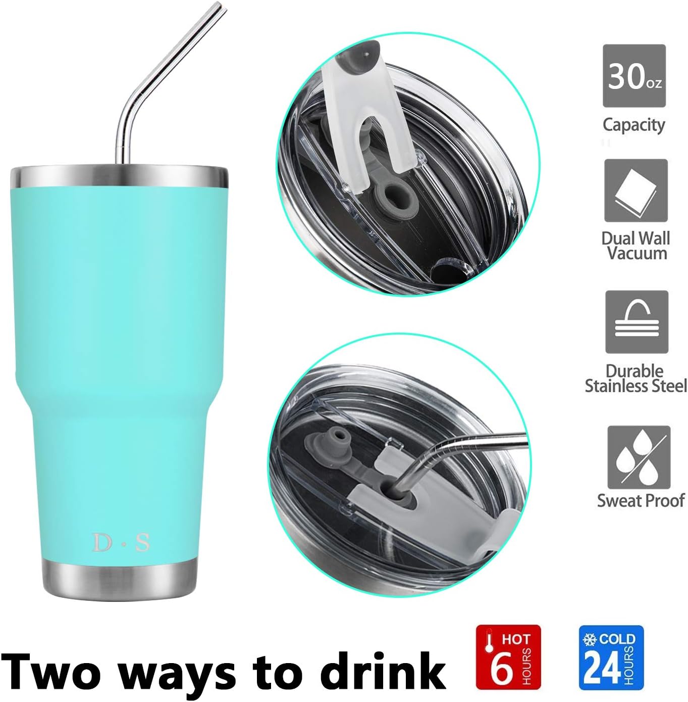 D·S 30oz Yellow Tumbler Double Wall Vacuum Insulated Travel Coffee Mug | Double Wall Vacuum Suit Cold and Hot Drink Fits in standard car cup holders With Splash-Proof Lid