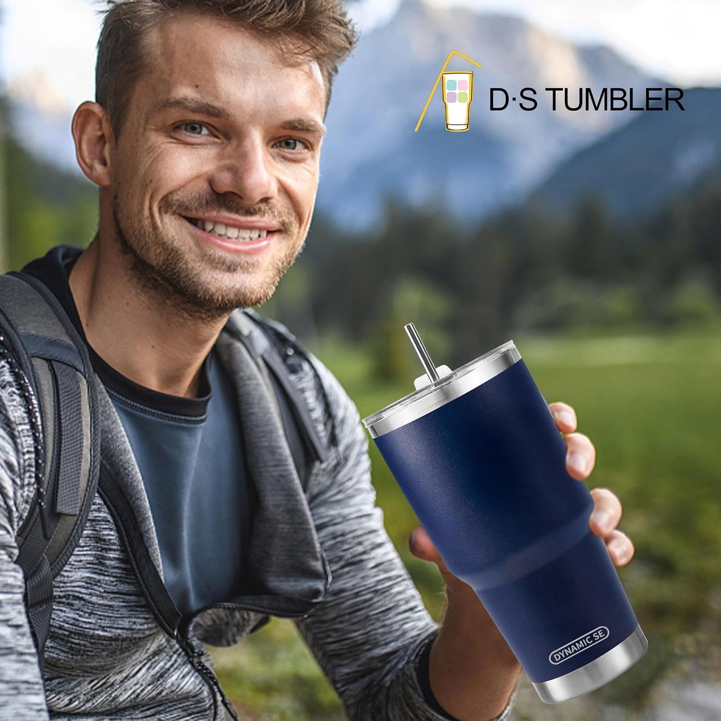 D·S 30oz Yellow Tumbler Double Wall Vacuum Insulated Travel Coffee Mug | Double Wall Vacuum Suit Cold and Hot Drink Fits in standard car cup holders With Splash-Proof Lid