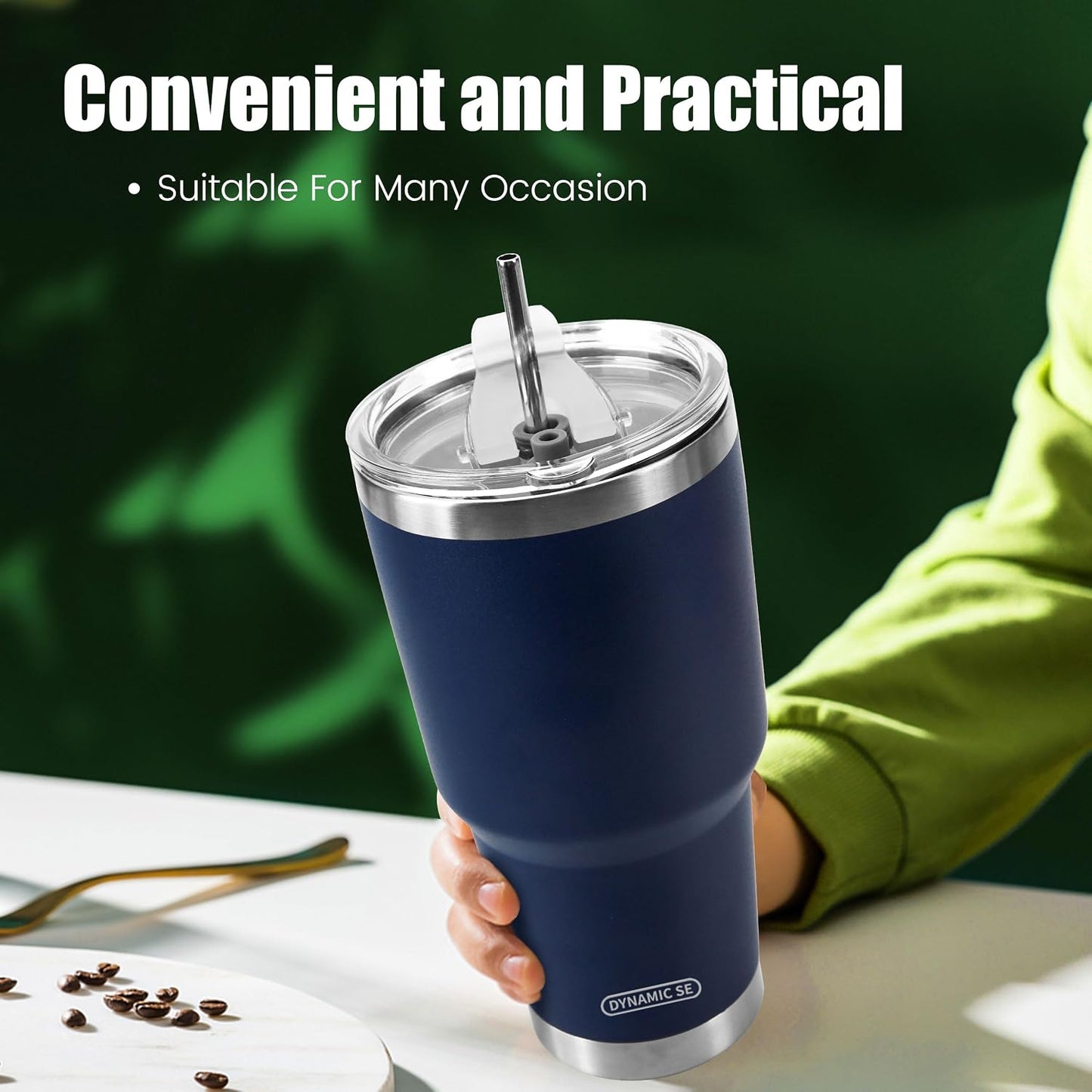 D·S 30oz Yellow Tumbler Double Wall Vacuum Insulated Travel Coffee Mug | Double Wall Vacuum Suit Cold and Hot Drink Fits in standard car cup holders With Splash-Proof Lid