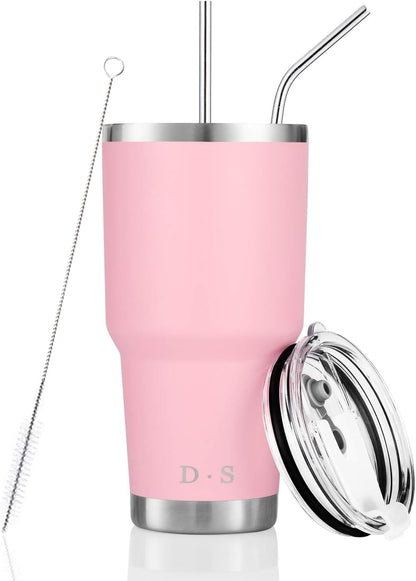 D·S 30oz Yellow Tumbler Double Wall Vacuum Insulated Travel Coffee Mug | Double Wall Vacuum Suit Cold and Hot Drink Fits in standard car cup holders With Splash-Proof Lid