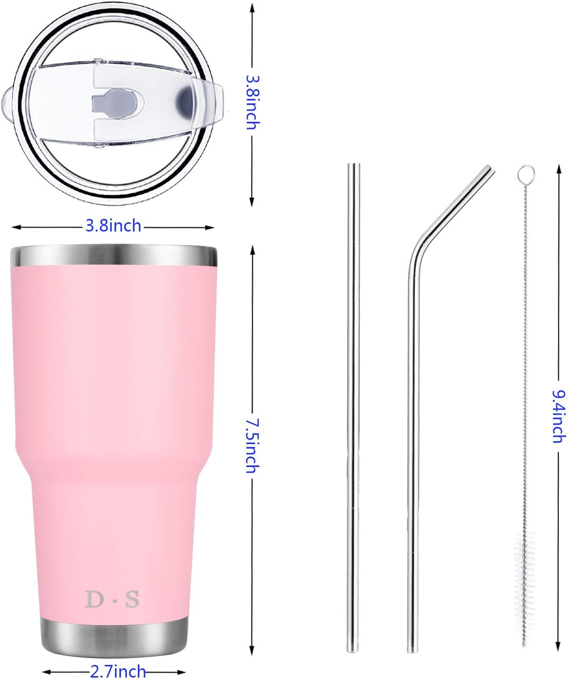 D·S 30oz Yellow Tumbler Double Wall Vacuum Insulated Travel Coffee Mug | Double Wall Vacuum Suit Cold and Hot Drink Fits in standard car cup holders With Splash-Proof Lid