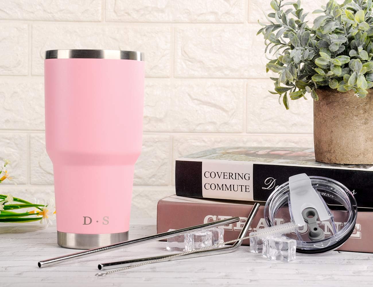 D·S 30oz Yellow Tumbler Double Wall Vacuum Insulated Travel Coffee Mug | Double Wall Vacuum Suit Cold and Hot Drink Fits in standard car cup holders With Splash-Proof Lid