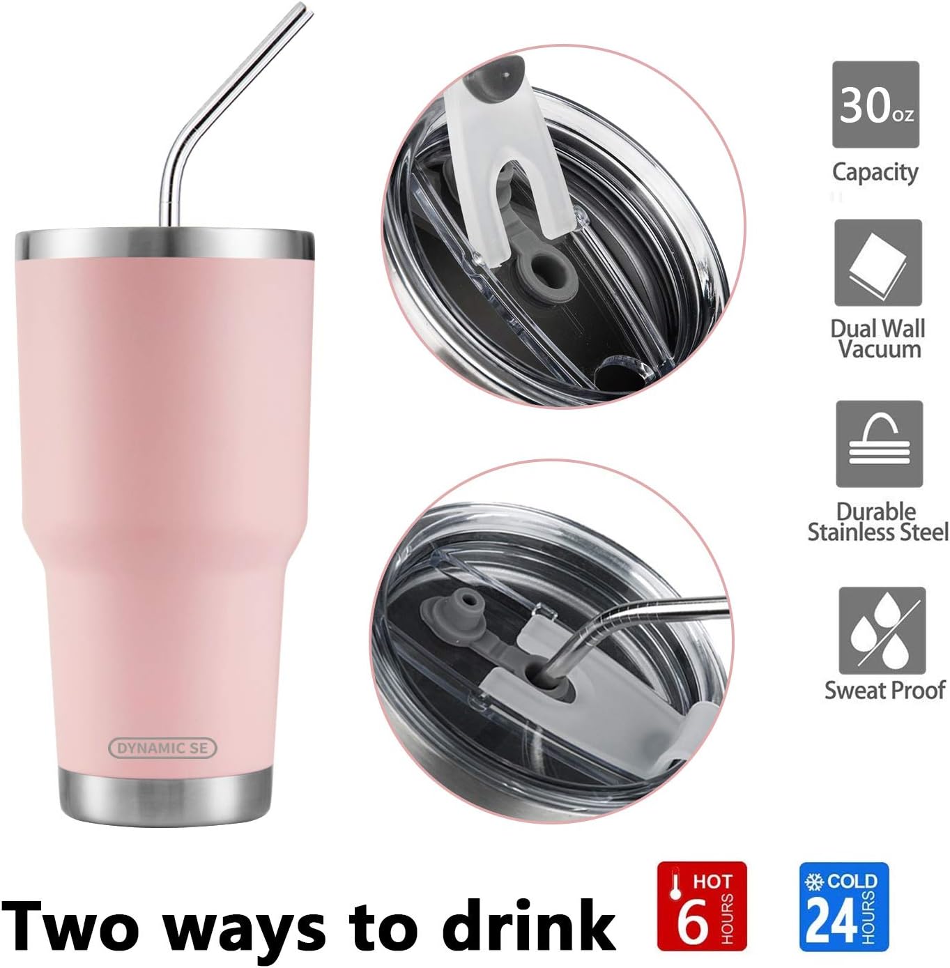 D·S 30oz Yellow Tumbler Double Wall Vacuum Insulated Travel Coffee Mug | Double Wall Vacuum Suit Cold and Hot Drink Fits in standard car cup holders With Splash-Proof Lid
