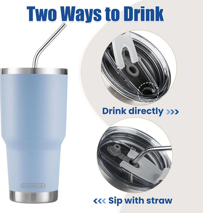 D·S 30oz Yellow Tumbler Double Wall Vacuum Insulated Travel Coffee Mug | Double Wall Vacuum Suit Cold and Hot Drink Fits in standard car cup holders With Splash-Proof Lid