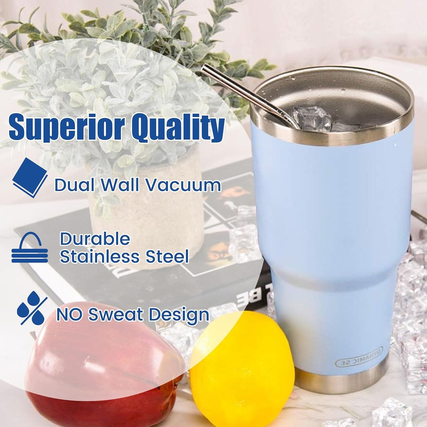 D·S 30oz Yellow Tumbler Double Wall Vacuum Insulated Travel Coffee Mug | Double Wall Vacuum Suit Cold and Hot Drink Fits in standard car cup holders With Splash-Proof Lid