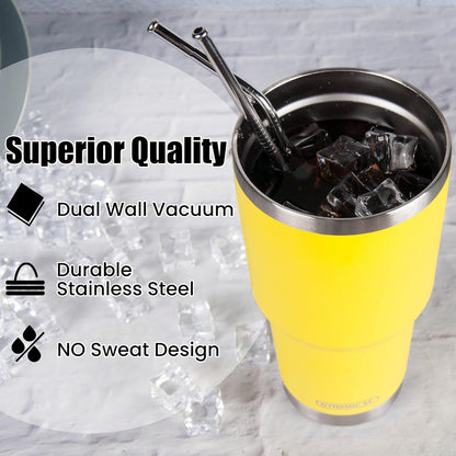 D·S 30oz Yellow Tumbler Double Wall Vacuum Insulated Travel Coffee Mug | Double Wall Vacuum Suit Cold and Hot Drink Fits in standard car cup holders With Splash-Proof Lid