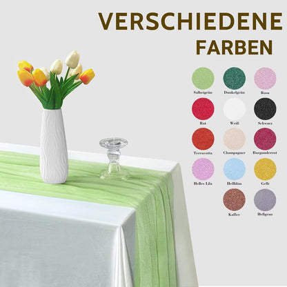 Yellow Chiffon Table Runner Elegant 10FT 28x120 Inch | Dining Table Decor for Wedding, Birthday, Anniversary, Baby Shower, Bridal Shower Party and Boho Rustic Home Decorations