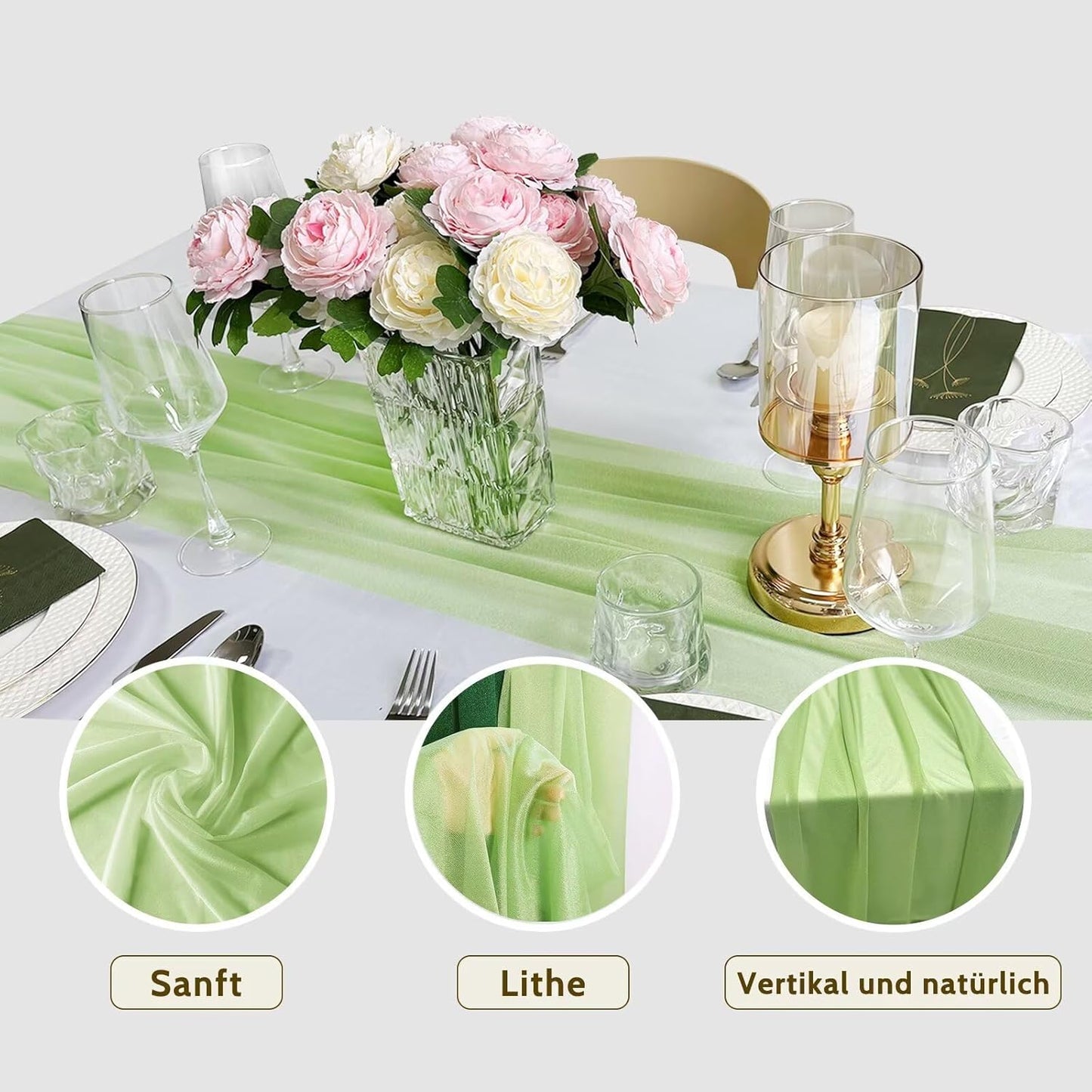 Yellow Chiffon Table Runner Elegant 10FT 28x120 Inch | Dining Table Decor for Wedding, Birthday, Anniversary, Baby Shower, Bridal Shower Party and Boho Rustic Home Decorations