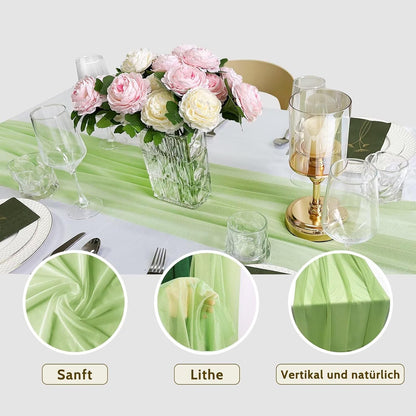 Yellow Chiffon Table Runner Elegant 10FT 28x120 Inch | Dining Table Decor for Wedding, Birthday, Anniversary, Baby Shower, Bridal Shower Party and Boho Rustic Home Decorations