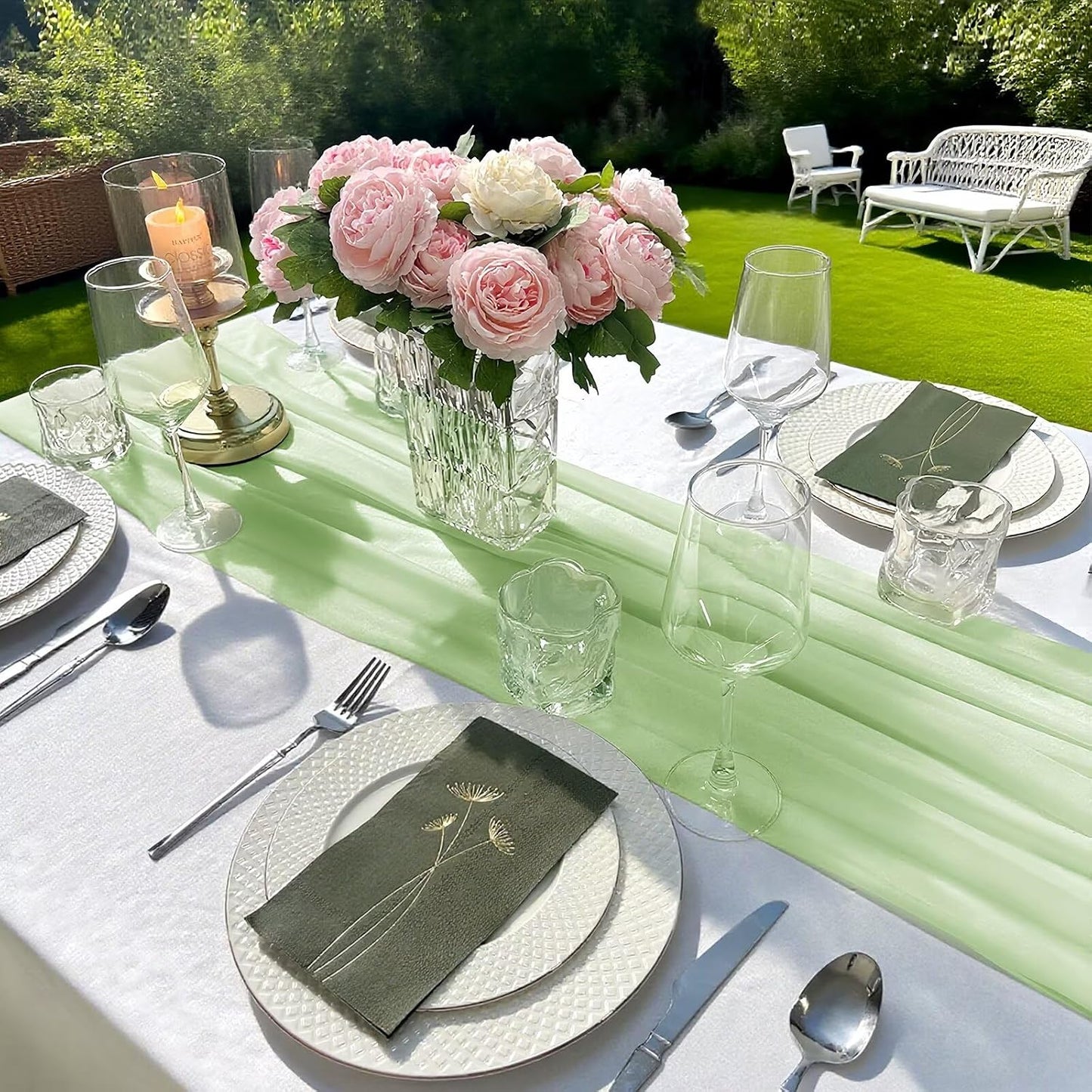 Yellow Chiffon Table Runner Elegant 10FT 28x120 Inch | Dining Table Decor for Wedding, Birthday, Anniversary, Baby Shower, Bridal Shower Party and Boho Rustic Home Decorations