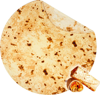 Burritos Tortilla Blanket, 300 GSM Double Sided Giant Funny Gift Throw, Realistic Novelty Super Soft Sofa Yellow Taco Food Blanket for Kids/Pets and Adults
