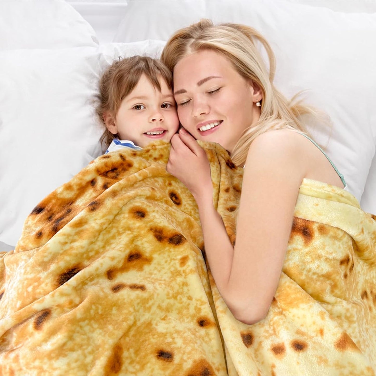 Burritos Tortilla Blanket, 300 GSM Double Sided Giant Funny Gift Throw, Realistic Novelty Super Soft Sofa Yellow Taco Food Blanket for Kids/Pets and Adults