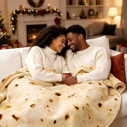 Burritos Tortilla Blanket, 300 GSM Double Sided Giant Funny Gift Throw, Realistic Novelty Super Soft Sofa Yellow Taco Food Blanket for Kids/Pets and Adults