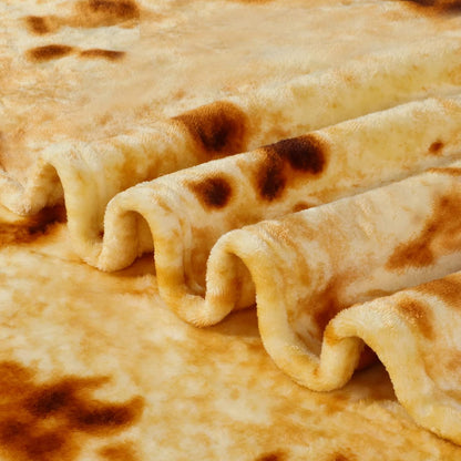 Burritos Tortilla Blanket, 300 GSM Double Sided Giant Funny Gift Throw, Realistic Novelty Super Soft Sofa Yellow Taco Food Blanket for Kids/Pets and Adults