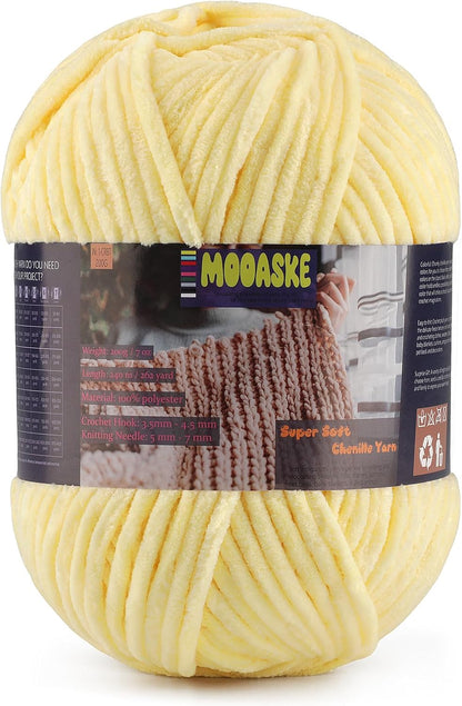 Chunky Velvet Yarn for Crocheting & Knitting, 7.05oz 262.4yd Super Soft Chenille Plush Yarn, Bulk Thick Yarns for Baby Blankets, Amigurumi, Scarves | 20 Colors (1, Duck Egg Yellow)