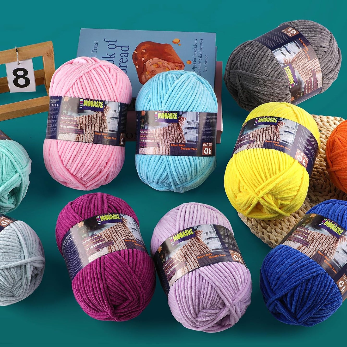 Chunky Velvet Yarn for Crocheting & Knitting, 7.05oz 262.4yd Super Soft Chenille Plush Yarn, Bulk Thick Yarns for Baby Blankets, Amigurumi, Scarves | 20 Colors (1, Duck Egg Yellow)