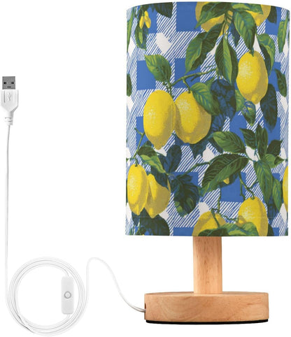 Bedside Table Lamp Lemon Yellow Citrus Fruits (34) Kids Nightstand Lamp Night Light Fabric Shade for Bedroom Living Room Home Office