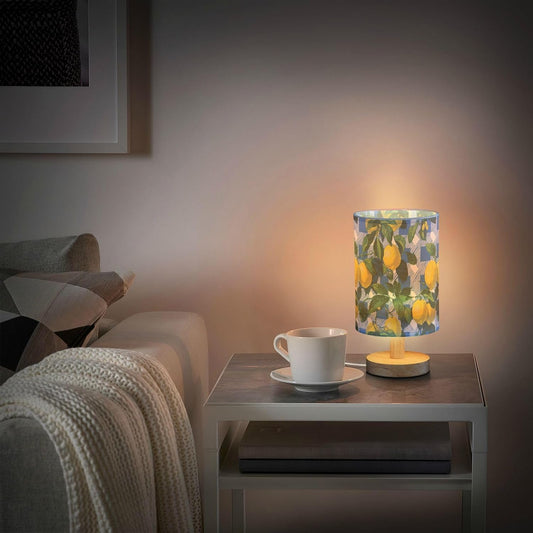 Bedside Table Lamp Lemon Yellow Citrus Fruits (34) Kids Nightstand Lamp Night Light Fabric Shade for Bedroom Living Room Home Office