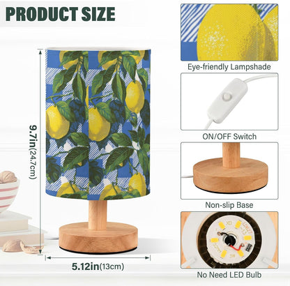 Bedside Table Lamp Lemon Yellow Citrus Fruits (34) Kids Nightstand Lamp Night Light Fabric Shade for Bedroom Living Room Home Office