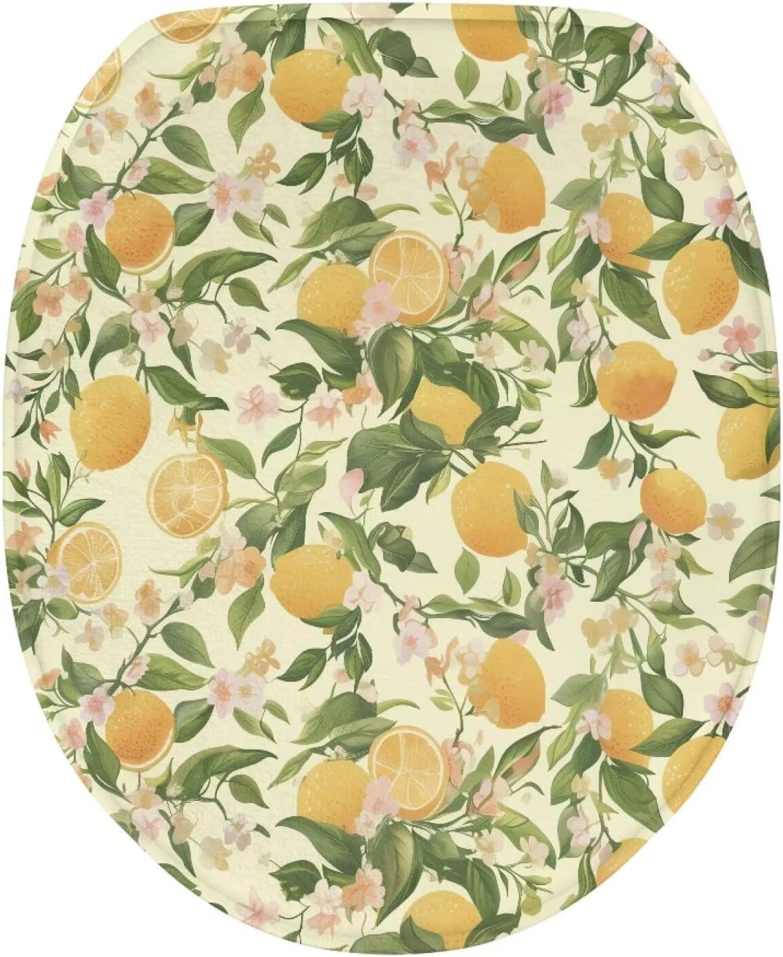 Lemon Toilet Lid Cover Yellow 1 Pcs Toilet Seat Lid Covers Decorative Round Elongated Toilet Lid Protector Covers