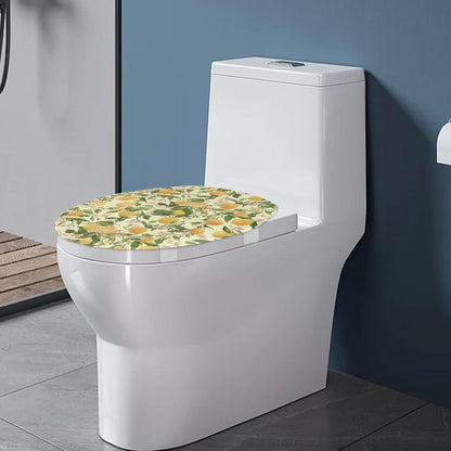 Lemon Toilet Lid Cover Yellow 1 Pcs Toilet Seat Lid Covers Decorative Round Elongated Toilet Lid Protector Covers