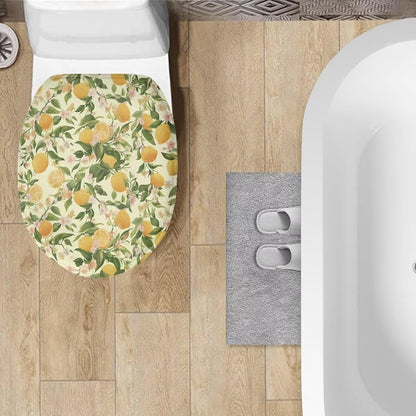 Lemon Toilet Lid Cover Yellow 1 Pcs Toilet Seat Lid Covers Decorative Round Elongated Toilet Lid Protector Covers