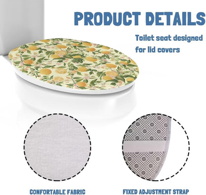 Lemon Toilet Lid Cover Yellow 1 Pcs Toilet Seat Lid Covers Decorative Round Elongated Toilet Lid Protector Covers