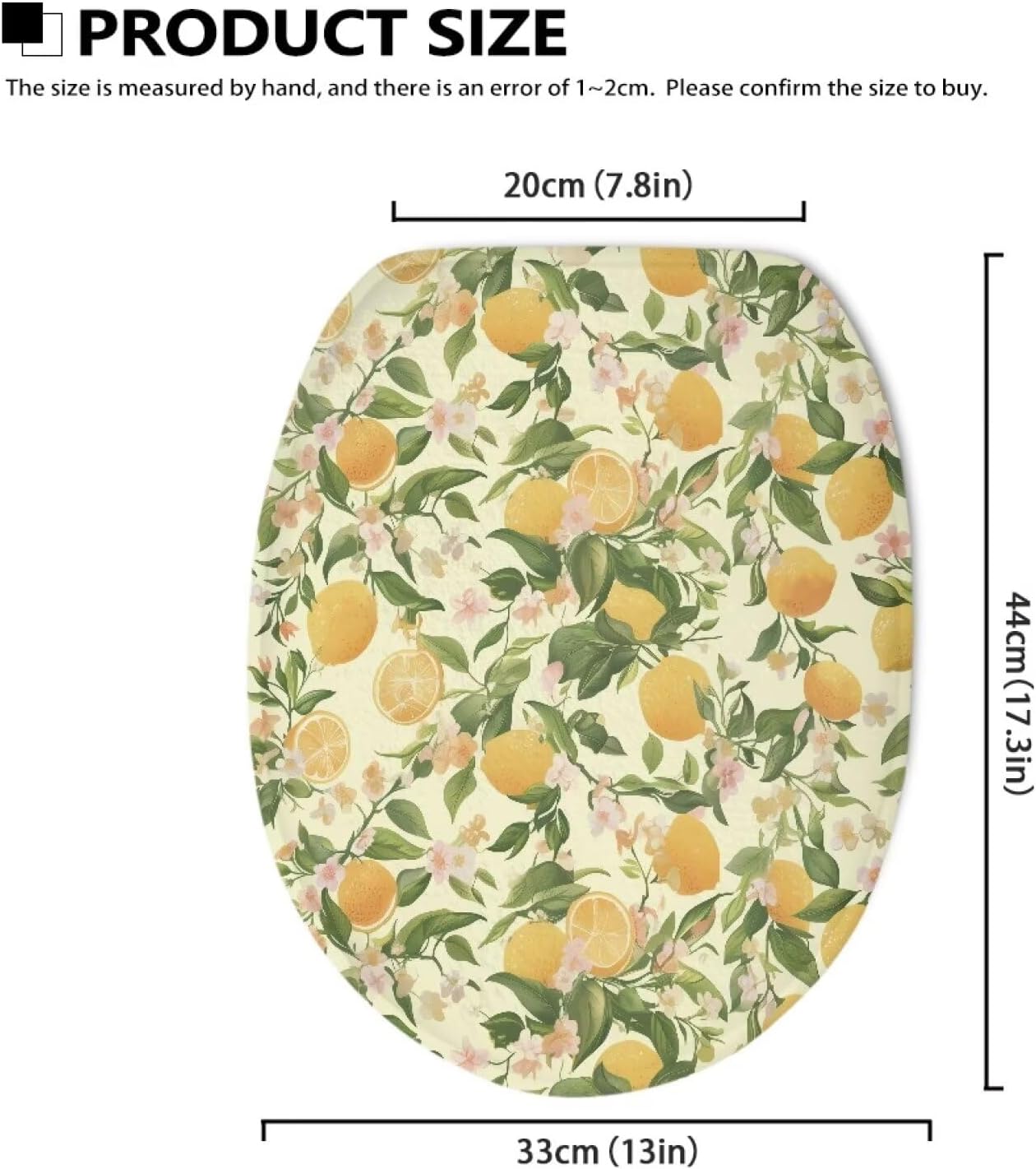 Lemon Toilet Lid Cover Yellow 1 Pcs Toilet Seat Lid Covers Decorative Round Elongated Toilet Lid Protector Covers