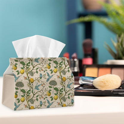 Yellow Lemon Bird Fabric Tissue Box Cover for Home Office Bathroom Decor | Cute Tissue Holder for Tabletop Kitchen Bedroom Living Room Dorm Car,Home Office Decor Gifts,Fabric Washable,7''×3.5''×6''