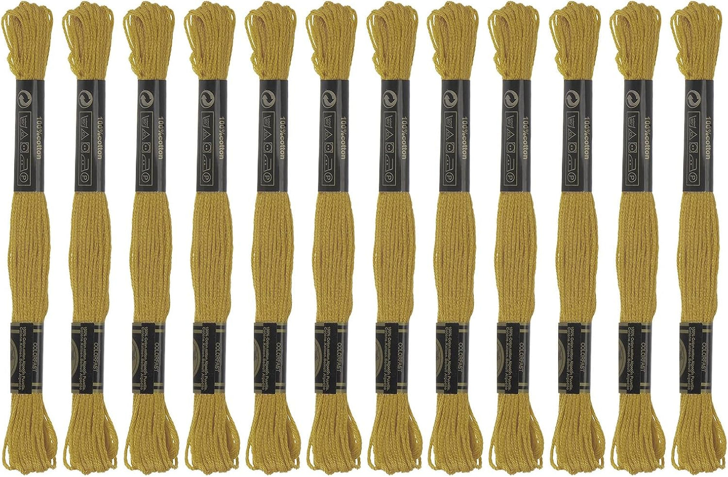 12 Skeins Embroidery Floss 8.75yds(8m) Egyptian Long-Staple Cotton Cross Stitch Thread for Sewing DIY Bracelet Yarn String and Crafts, Deep Yellow(6833)