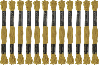 12 Skeins Embroidery Floss 8.75yds(8m) Egyptian Long-Staple Cotton Cross Stitch Thread for Sewing DIY Bracelet Yarn String and Crafts, Deep Yellow(6833)