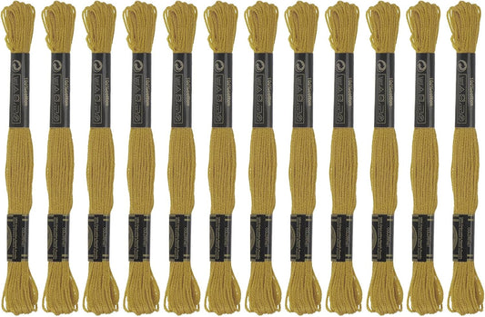 12 Skeins Embroidery Floss 8.75yds(8m) Egyptian Long-Staple Cotton Cross Stitch Thread for Sewing DIY Bracelet Yarn String and Crafts, Deep Yellow(6833)