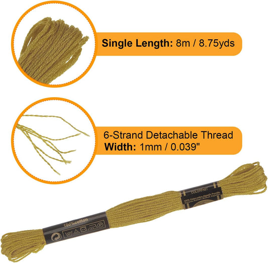 12 Skeins Embroidery Floss 8.75yds(8m) Egyptian Long-Staple Cotton Cross Stitch Thread for Sewing DIY Bracelet Yarn String and Crafts, Deep Yellow(6833)