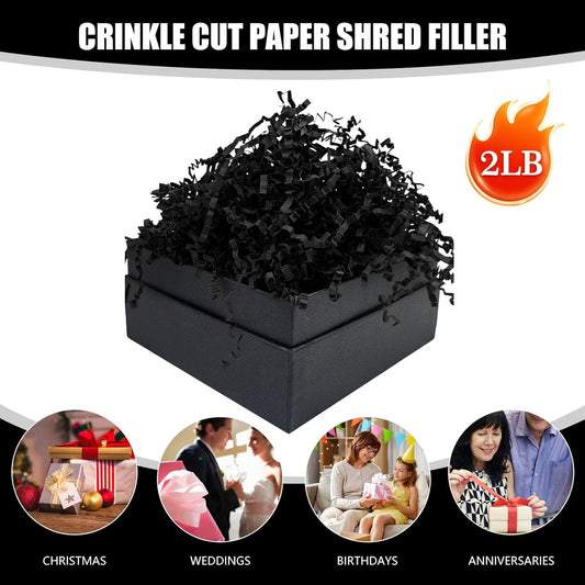 Lemon Yellow Crinkle Cut Paper Shred Filler, 2 LB Basket Filler Shredded Paper, Confetti Stuffing for Basket Filling, Halloween, Christmas, Birthdays, Gift Wrapping, Stuffer Party Supplies - Colors B